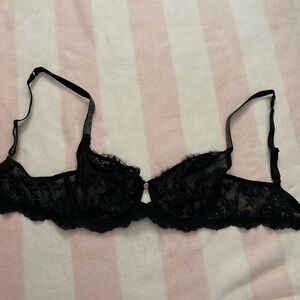 Victoria's Secret Black Lace Bra with Shine Strap Detail